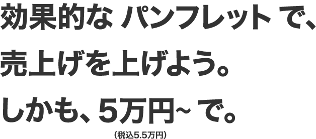 効果的なパンフレットで売上げを上げよう。しかも、5万円で