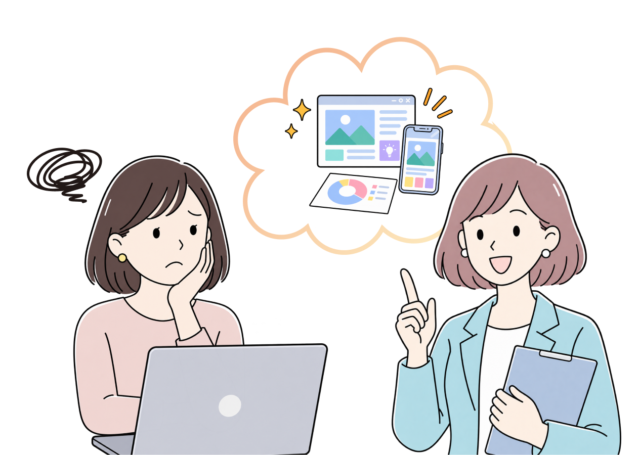 ざっくり相談からデータを整えるイラスト