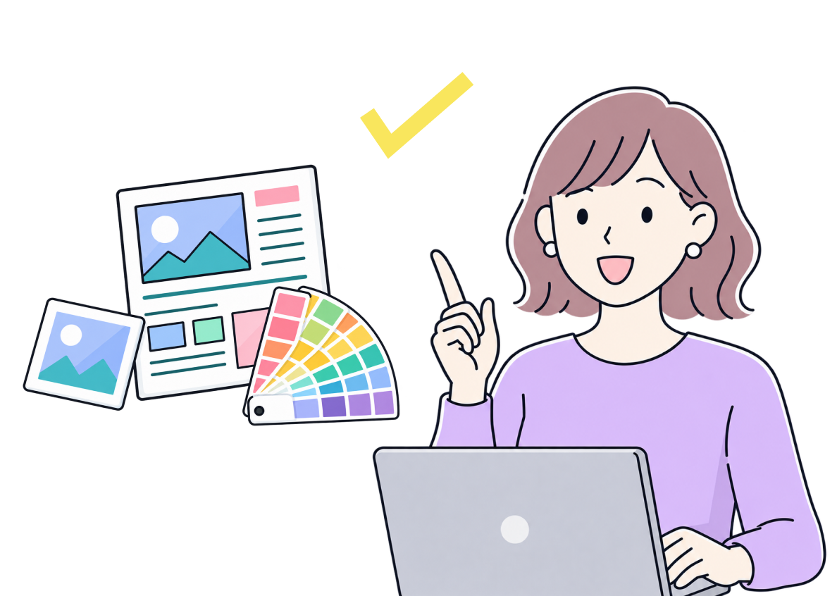 印刷データを整える担当者のイラスト