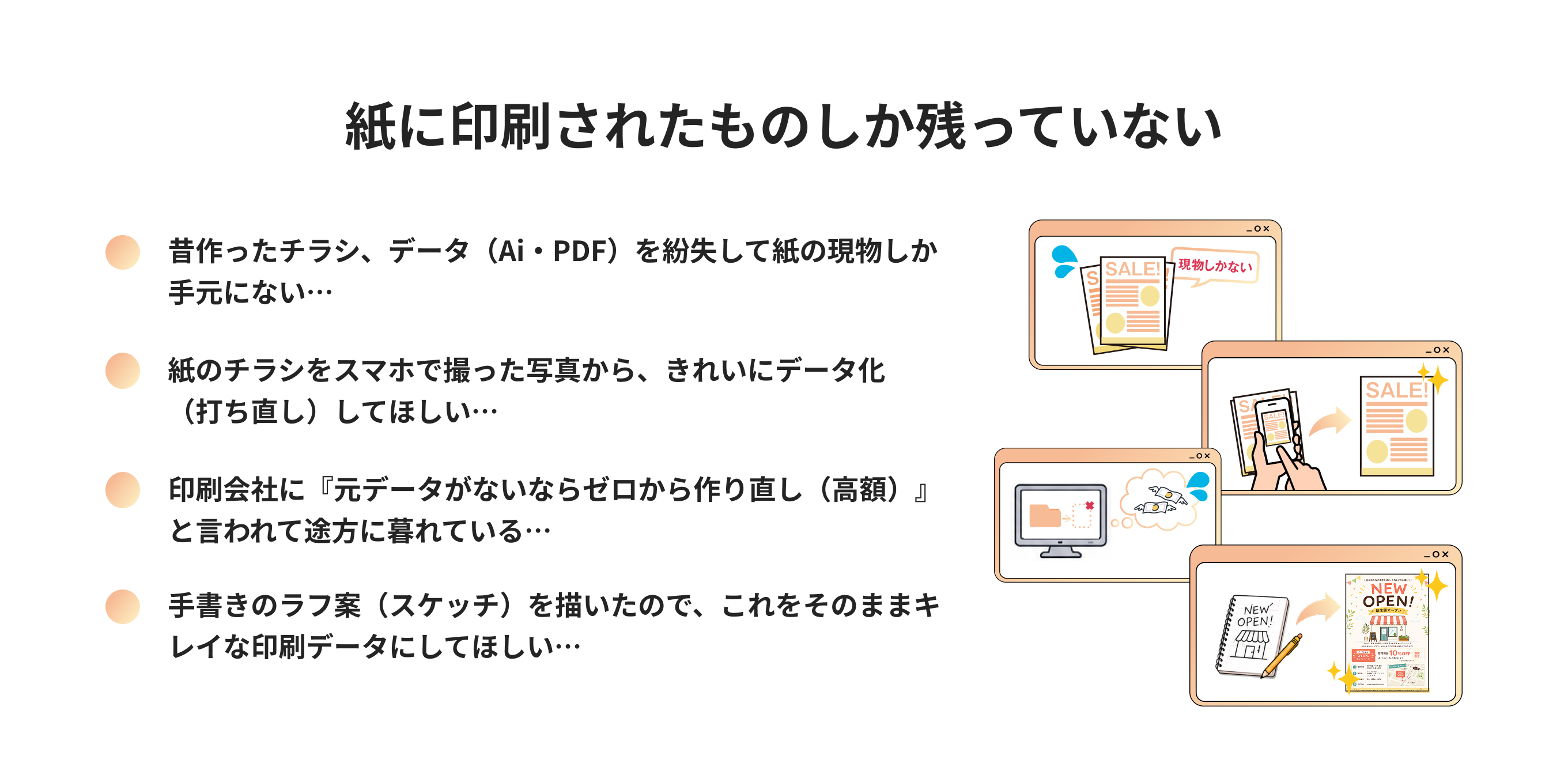 紙に印刷されたものしか残っていない悩み